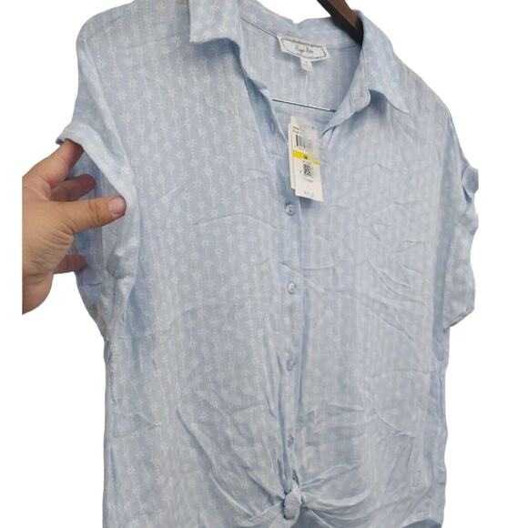 Hippie Rose Junior's Women's Tie Front Camp Shirt Size M Button Down Cuffed - Picture 6 of 11